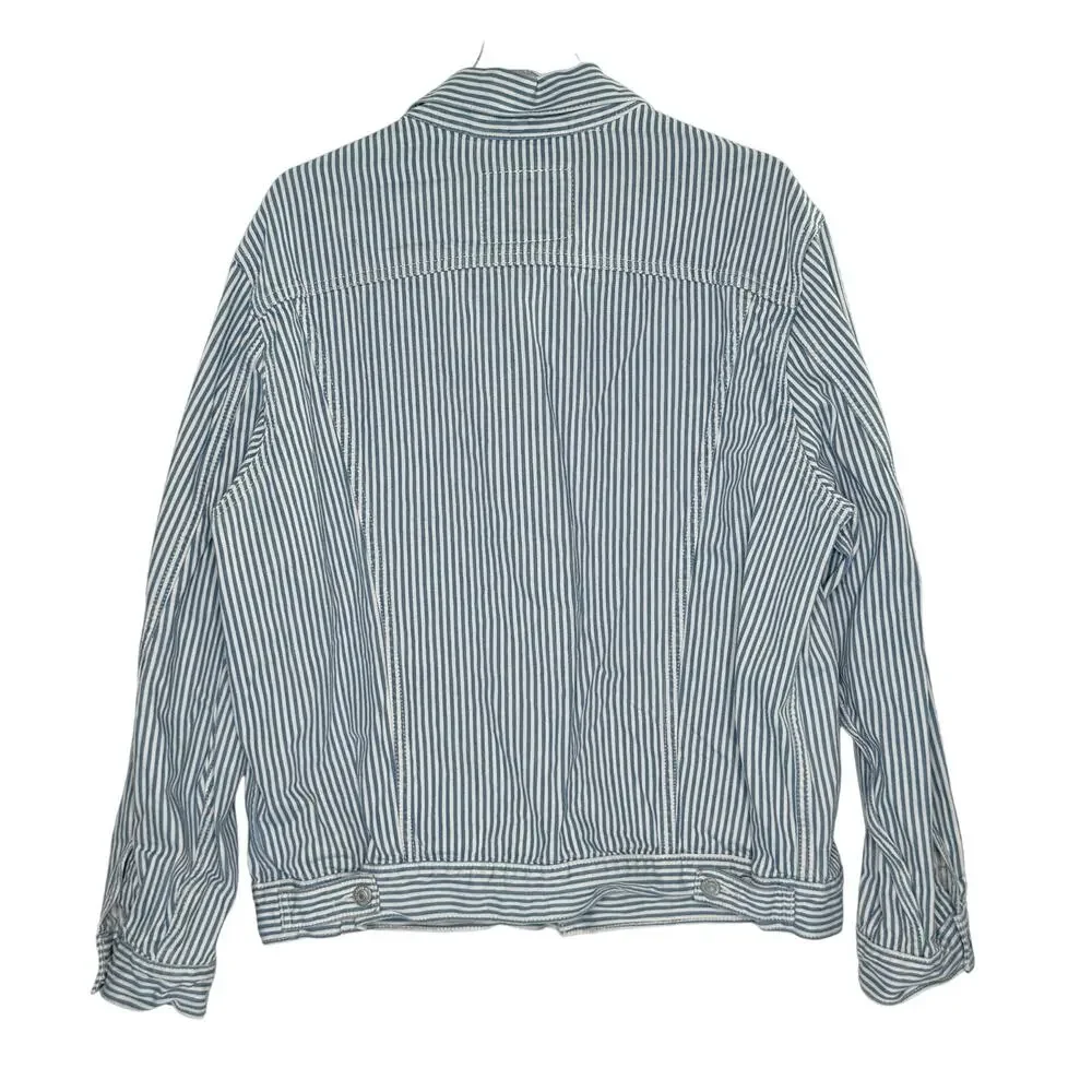 Levis 90s Inspired Original Trucker Jacket L Railroad Stripe Blue White